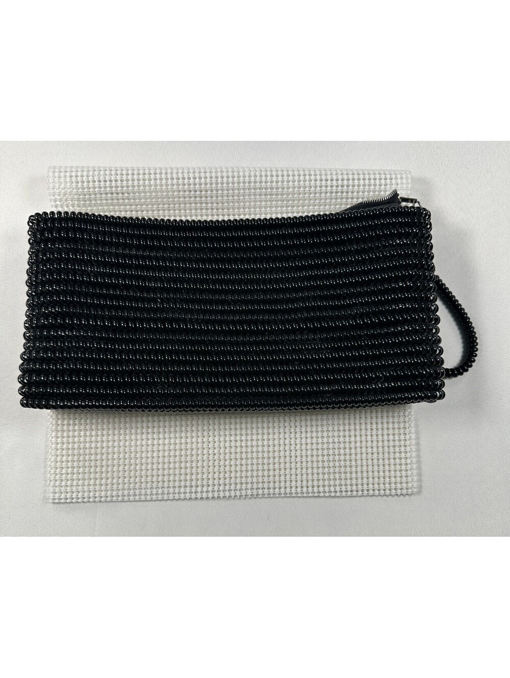 Vintage 1940s Plastic Telephone Cord Coil Clutch Purse Black Retro Wristlet